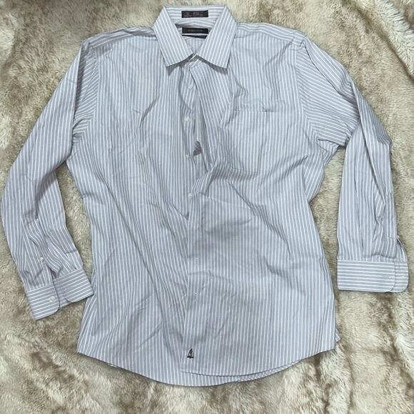 Nordstrom Classic Fit Striped Button Front Shirt | Sz 16 ½ - Picture 2 of 4